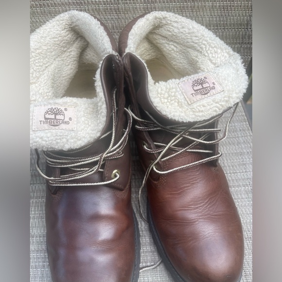Timberland Mens Premium FULL LEATHER Brown Roll-top Boots 46006 Size - Picture 5 of 10